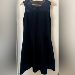 Ann Taylor Sleeveless Black Mesh Neckline Dress Size Large